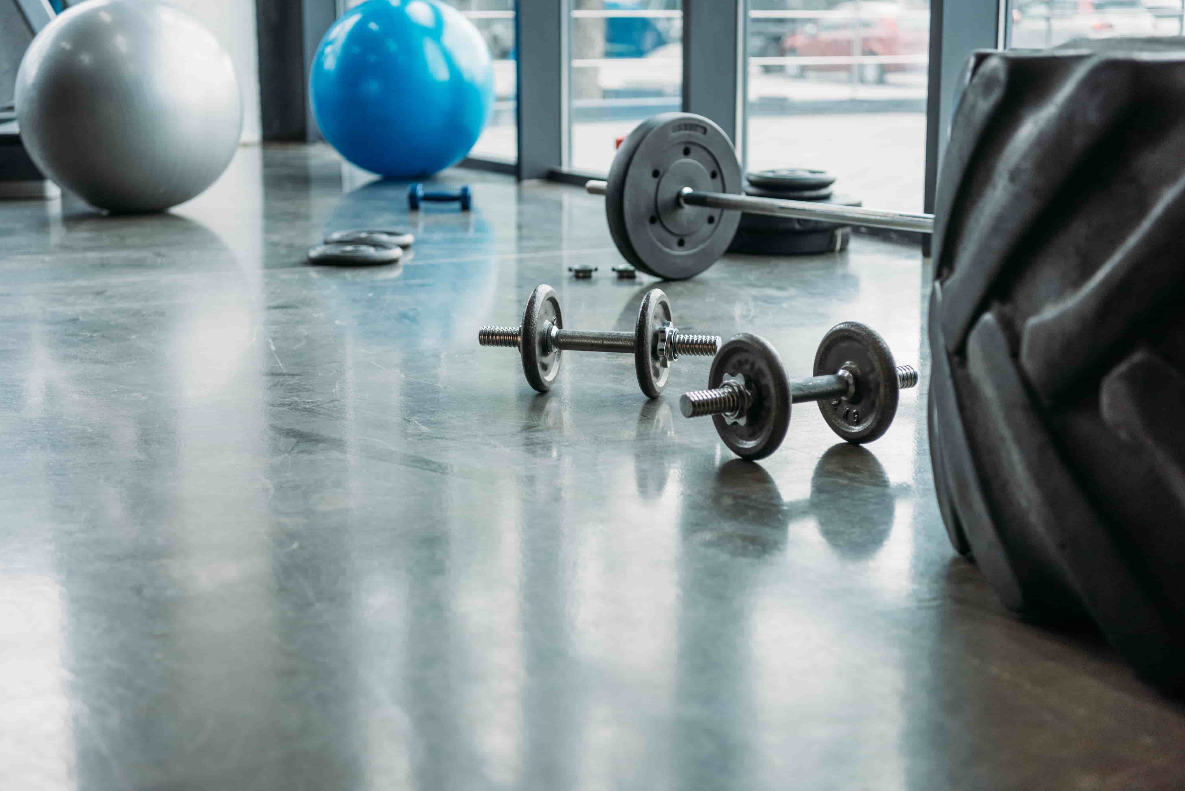 Fitness equipment in a gym